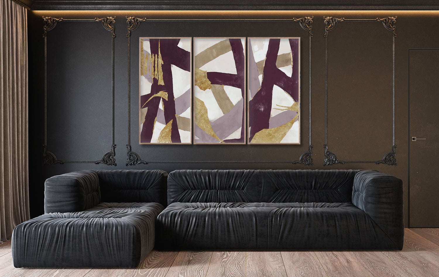 Aubergine Weave Triptych