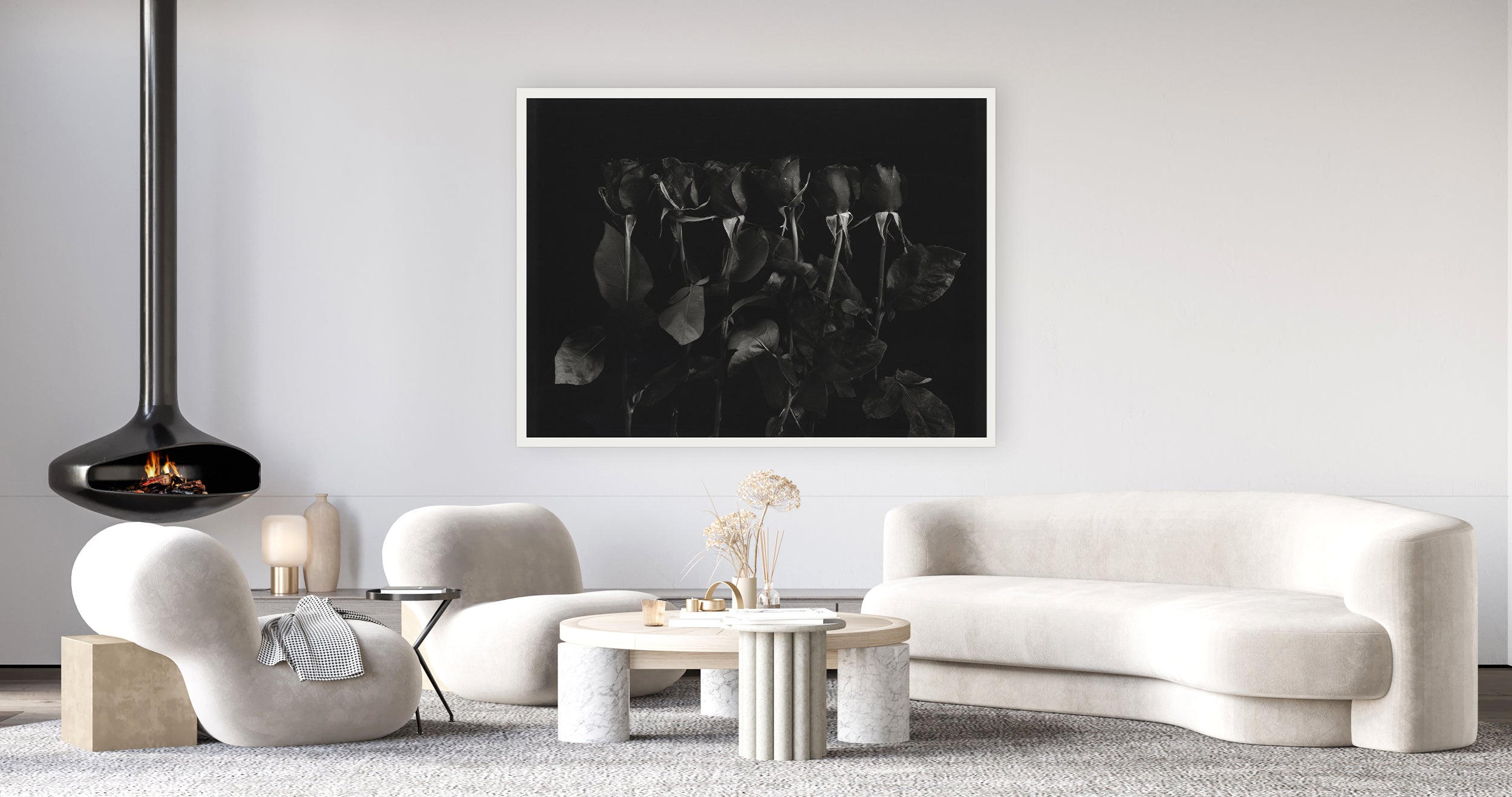 Red Roses in Black and White