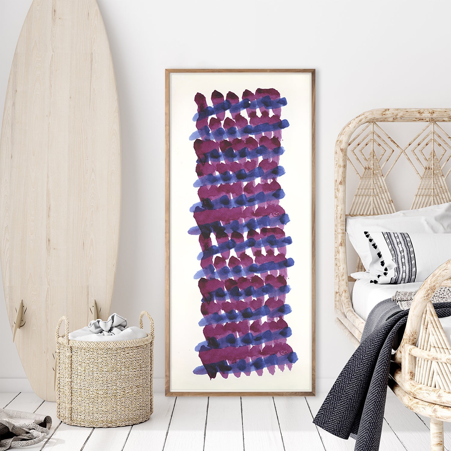 Fuchsia Abstract Indigo Weave Mirror