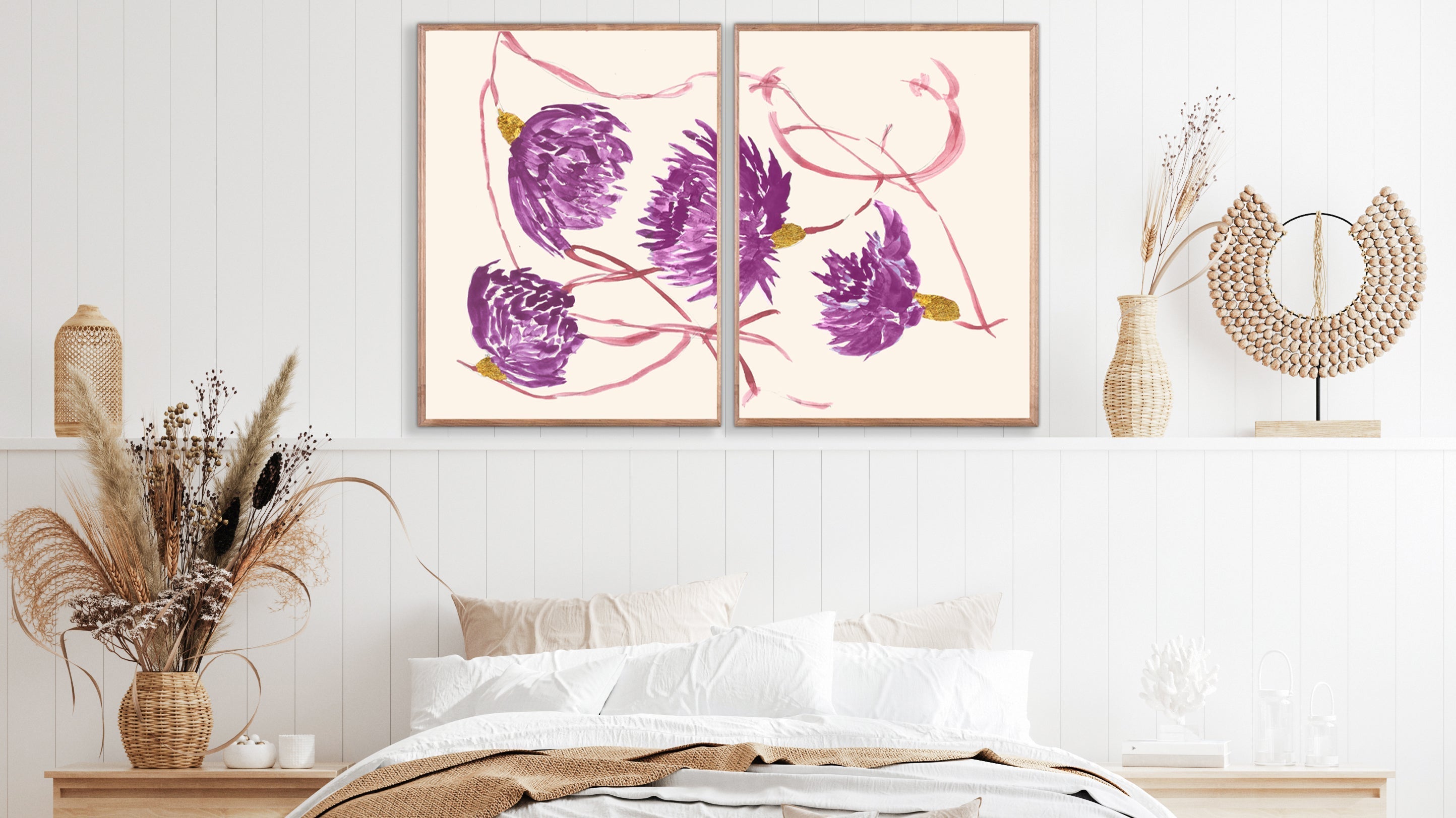 Purple Flora Diptych