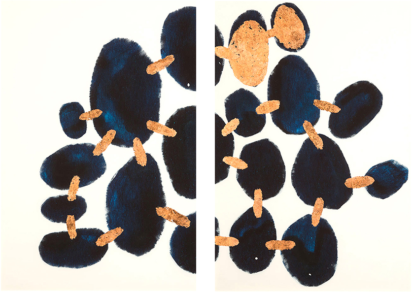 Lapis in Snow Diptych